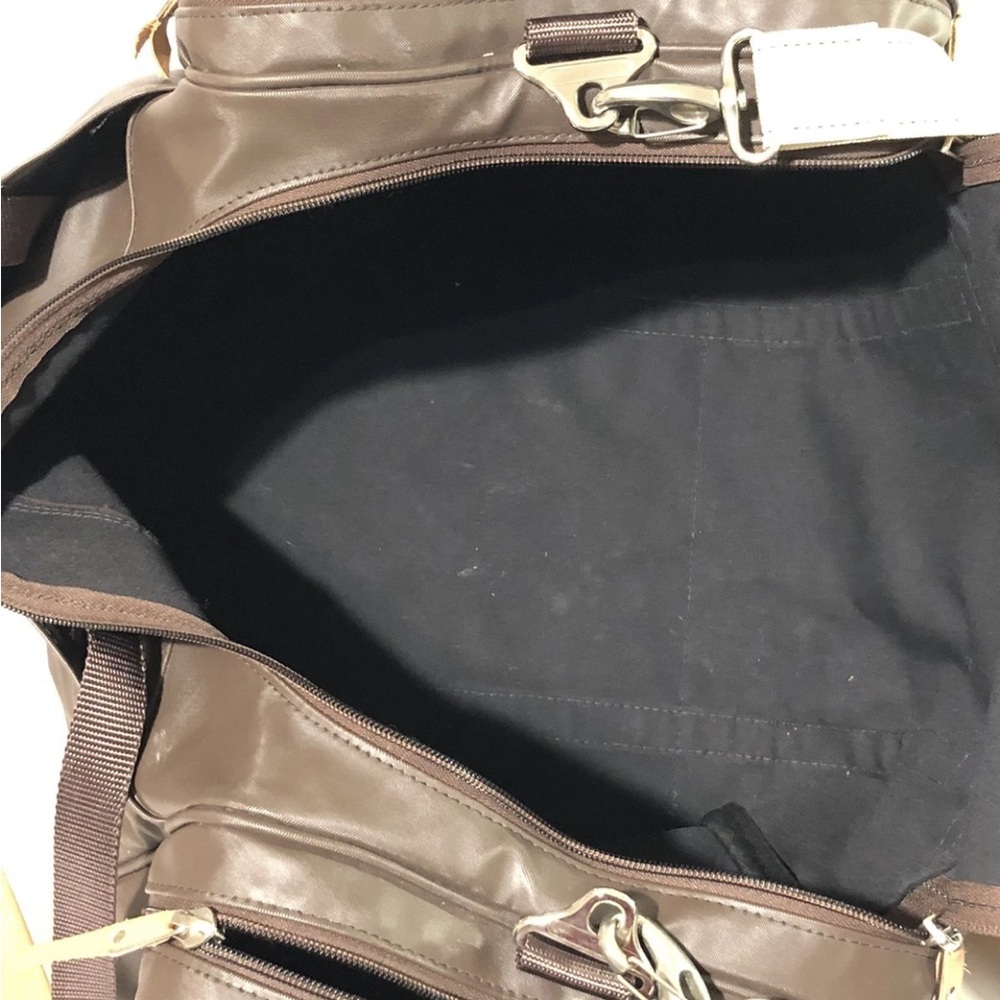 Jon Hart Square Weekender Travel Bag Duffle Luggage Brown Coated - Picture 12 of 12